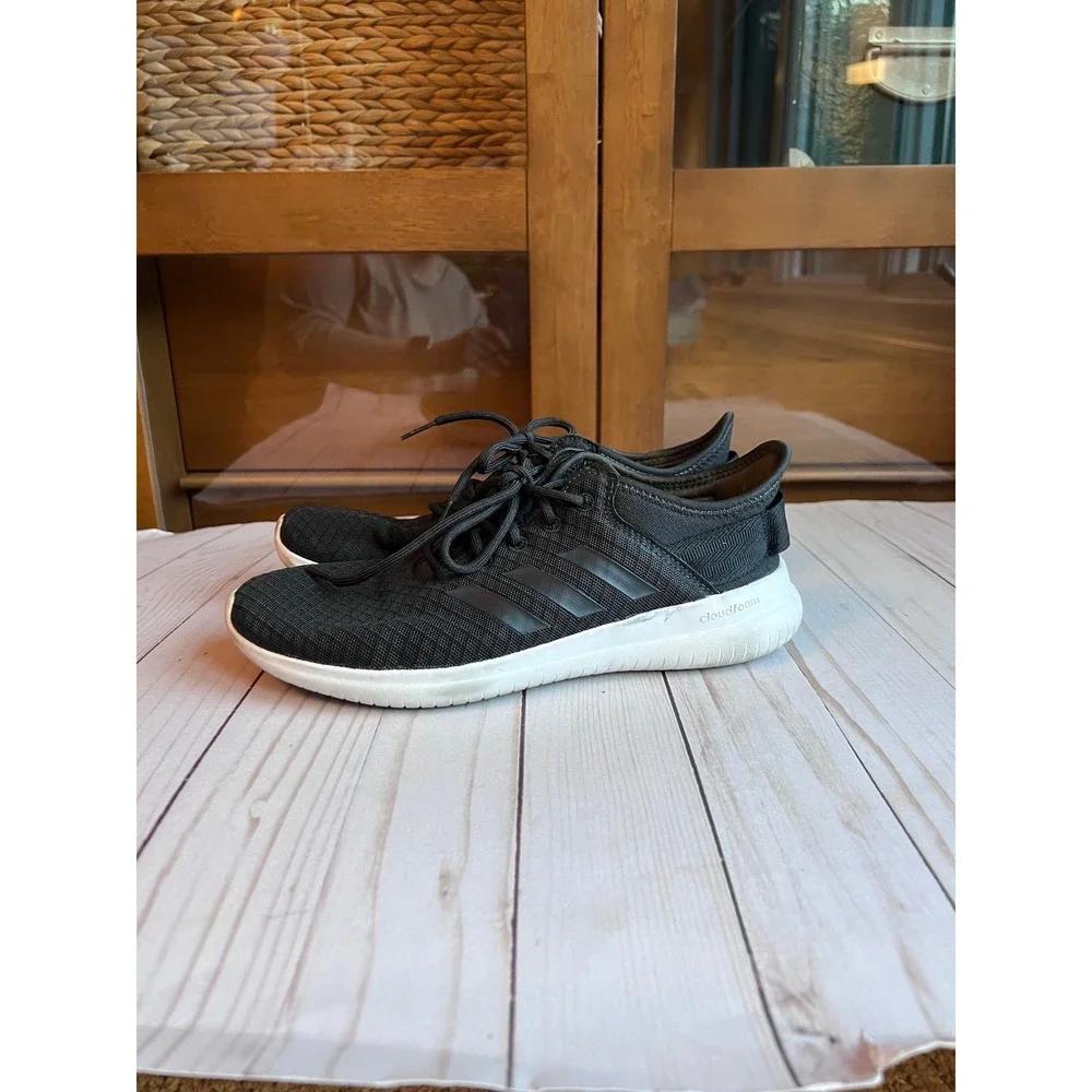 Adidas Cloudfoam QT Flex Womens Lightweight Knit Mesh Sneakers Black White 8.5